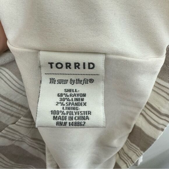 NWT Torrid Linen Striped Blazer White + Beige Coastal Light Size 0 12 Large - Picture 11 of 15